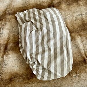 The Land of Nod Khaki & White Striped Fitted Crib Sheet